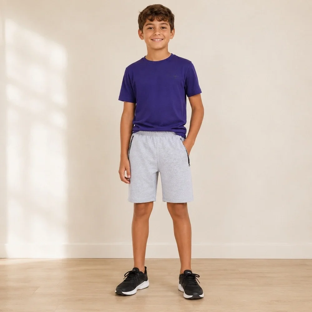 Champion Boys Heather Grey Athletic Shorts Zip Pockets Size L 14/16 NEW
